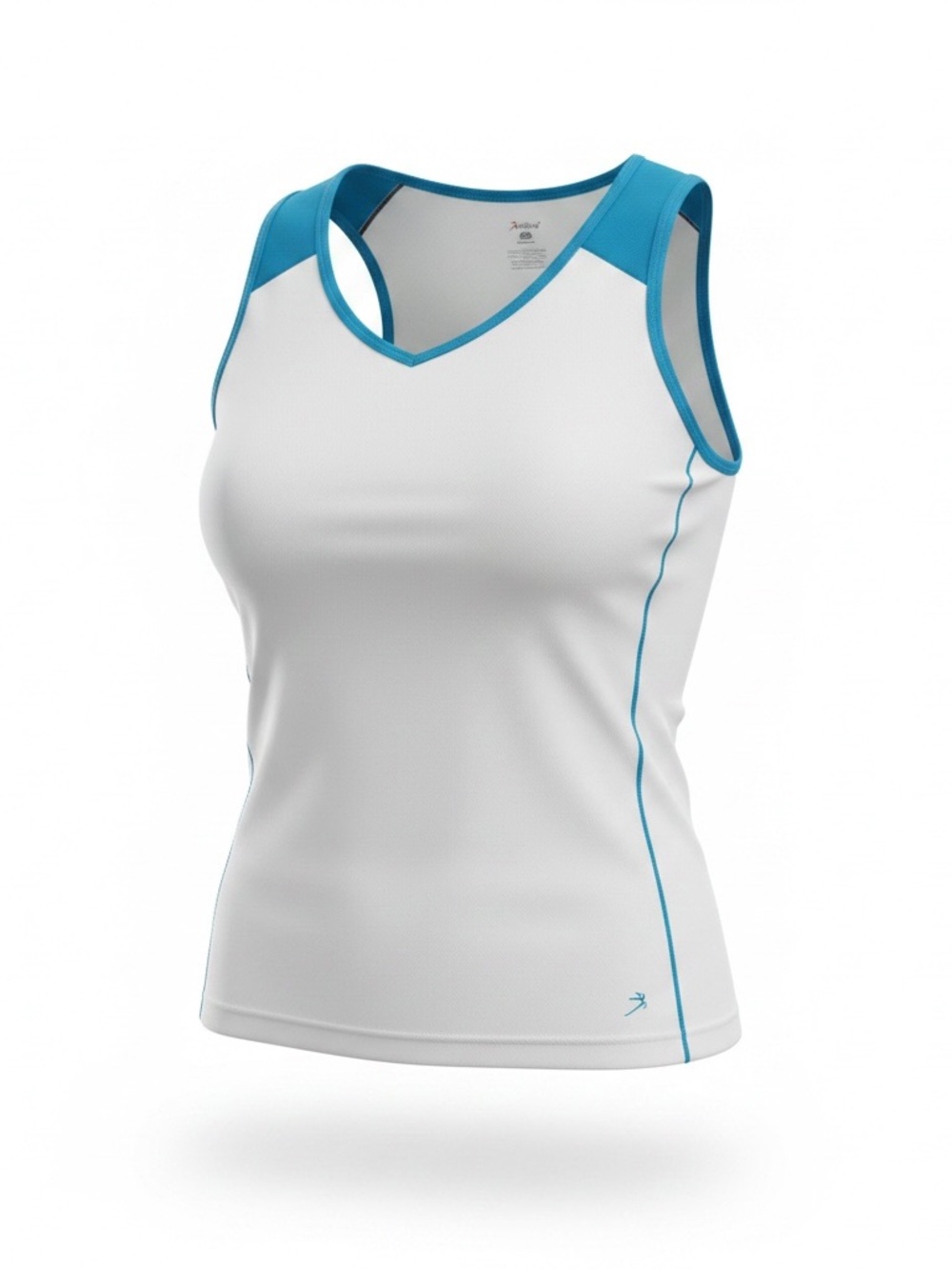 Ativa White Tank Top with Teal Trim